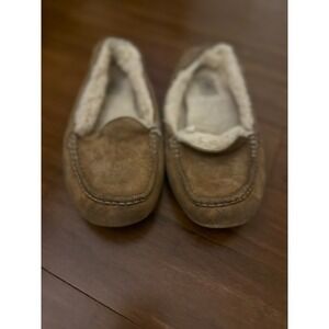 UGG Women's Ansley Brown Suede Shearling Moccasin Slippers Size‎ 8
